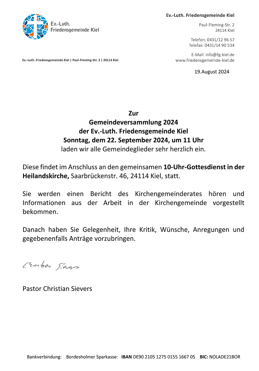 Gemeindeversammlung am 5.11.2023